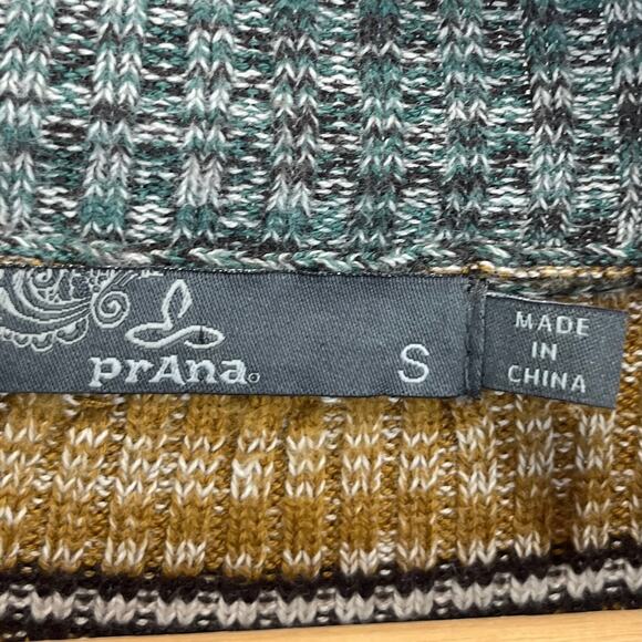 PRANA Acadia Sweater Striped Pullover Mock Organic Cotton Gray Yellow Size S - Picture 3 of 10